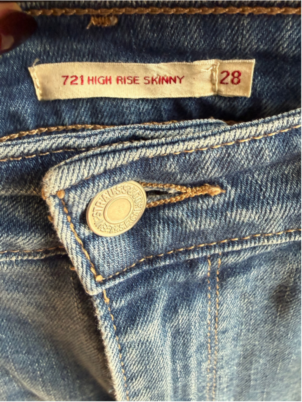 Preowned, Women's Levi's 721 High Rise Skinny Jeans Blue Size 28